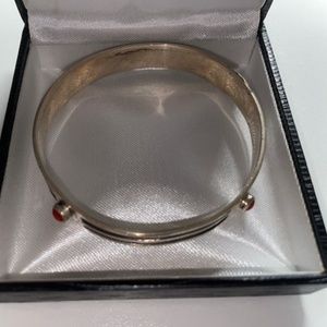 Vintage Silver Bracelet with Coral Beads. Solid Silver. Very Art Deco.